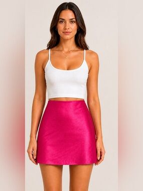 Babaton Aritzia Pink Satin Mini Skirt Size 8 | 16” Length | Y2K Luxe Slip Skirt